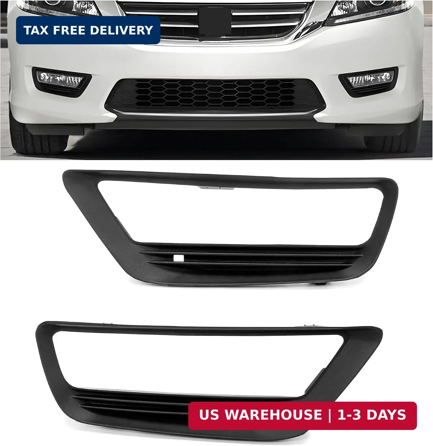HECASA Fog Light Trim Bezel Black Driver Passenger Side Compatible with 2013-201