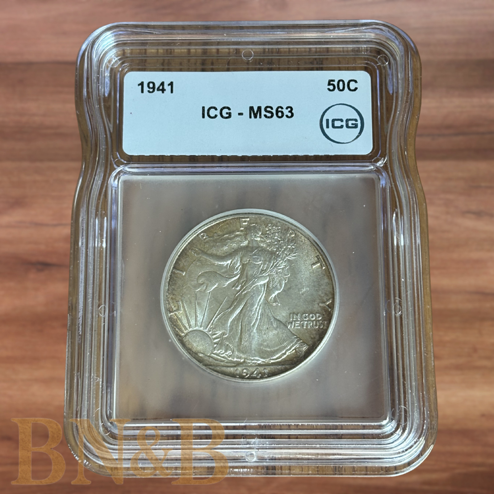 1941 Walking Liberty Half Dollar ICG MS63  Original TONING