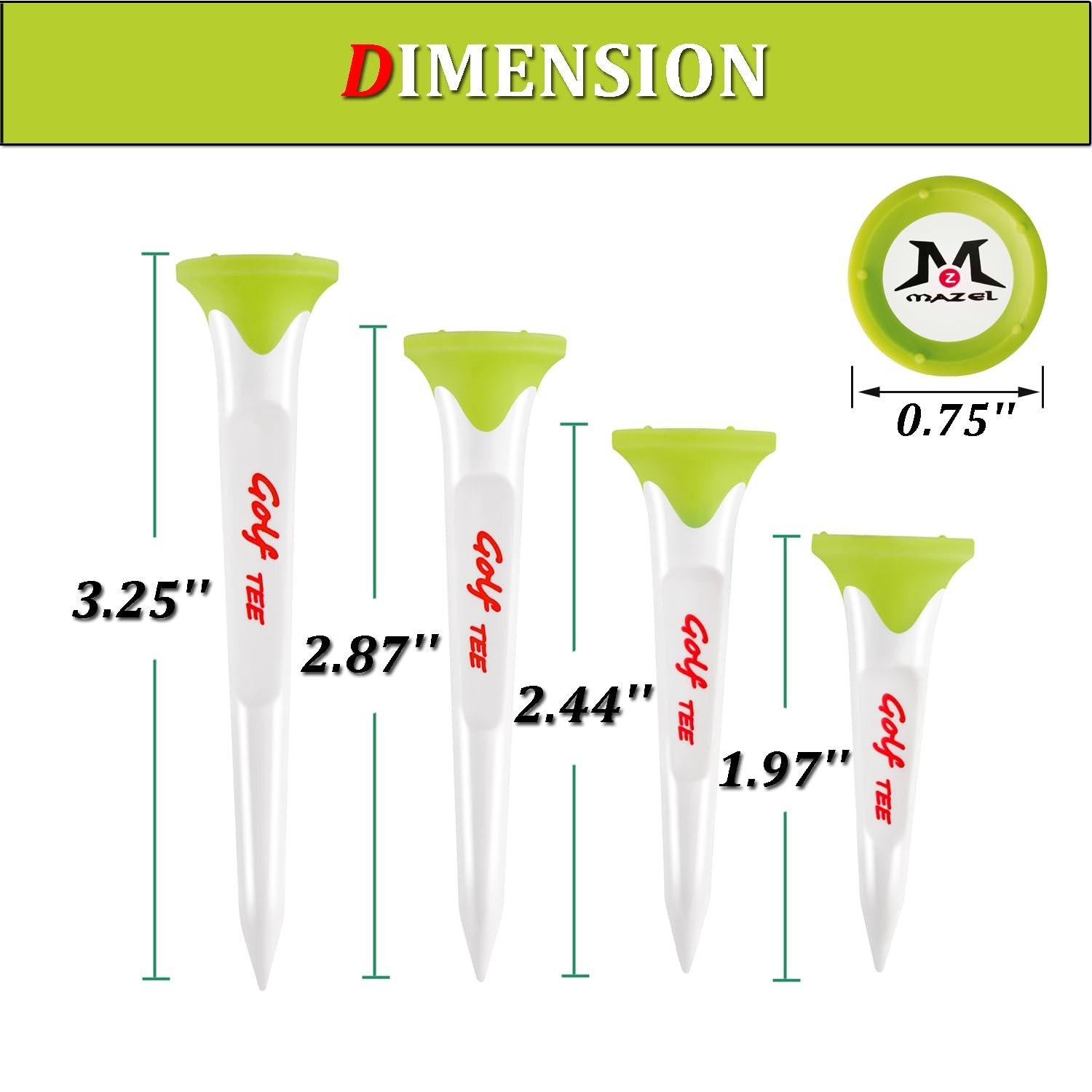 MAZEL Plastic Golf Tees 8 Pack｜Excellent Durability and Stability Plastic