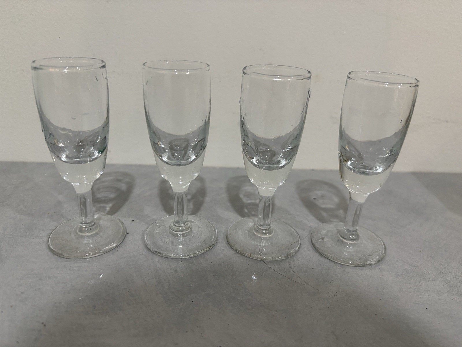 Set of 4 Vintage Cordial Glasses Small Stemmed Liqueur / Shot Glasses Barware