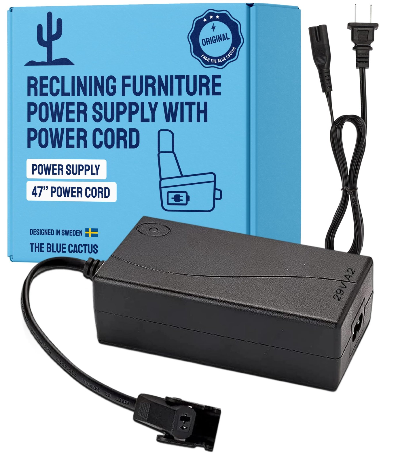 The Blue Cactus Company Reclining Universal Power Cord (Pack of 1), Black