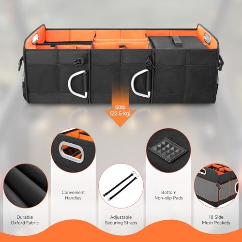 Trunk Organizer for SUV, Multi-Compartment Car Trunk Organizer, Car Large