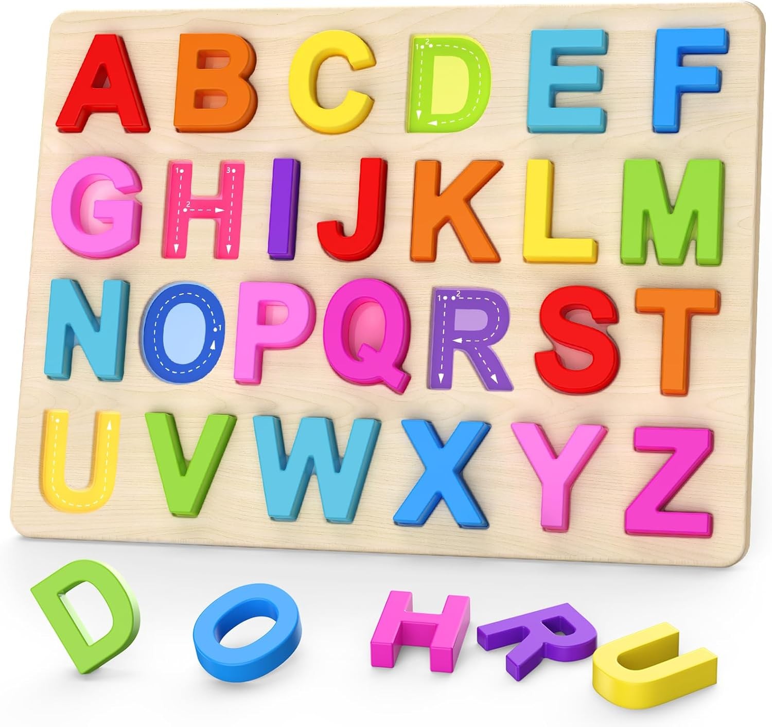 Alphabet Puzzles, Wooden Puzzles for Toddlers, ABC Shape Puzzles for Kids, Presc