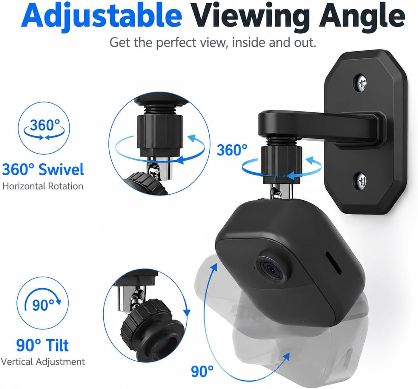 2Pack Adhesive Wall Mount Adjustable Security Wall Mount Bracket for Blink Outdo