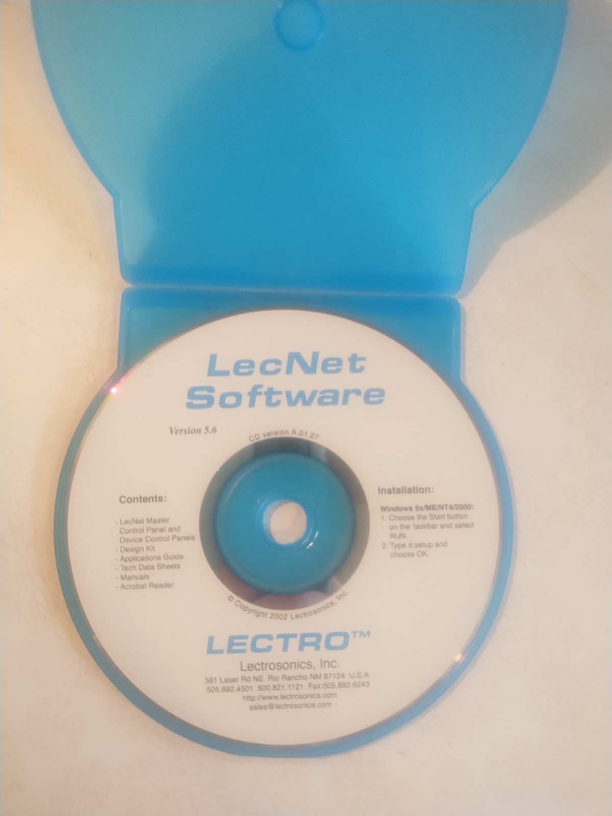 LecNet Software CD Lectro Lectrosonics Inc