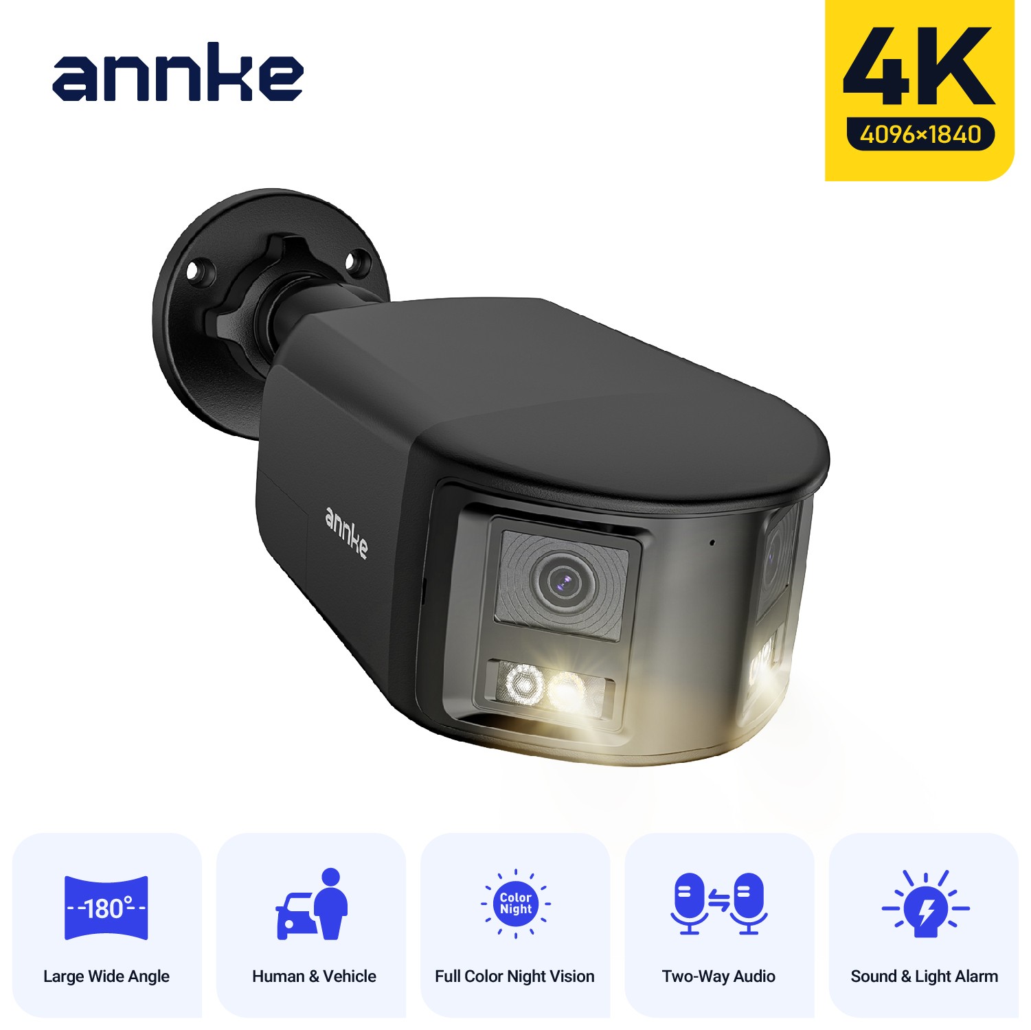 ANNKE FCD800 4K Dual Lens PoE Security IP Camera 8MP Color Night Two-Way Audio