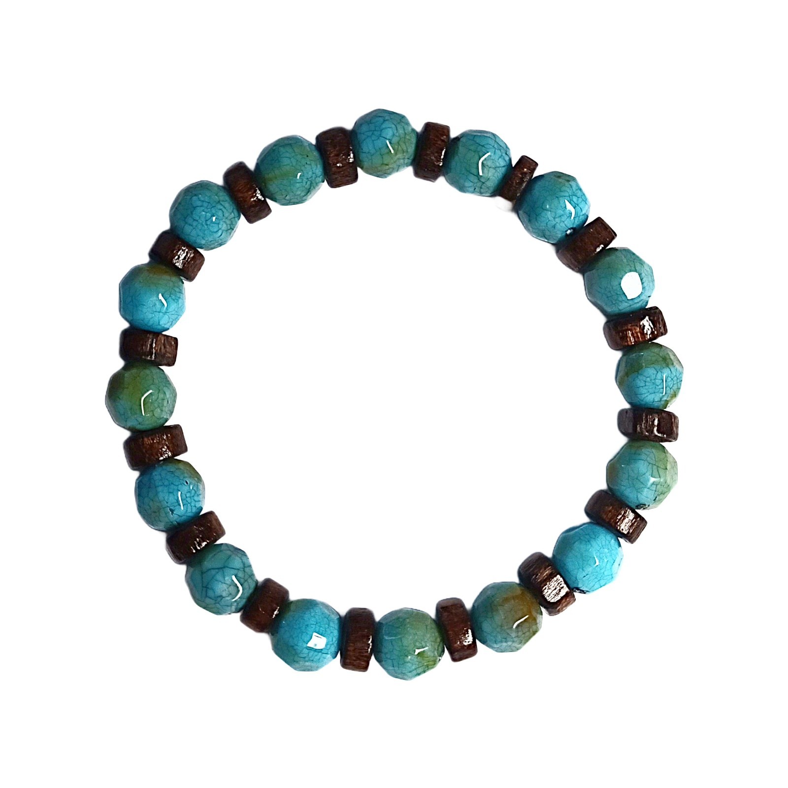 Beautiful Four Bracelet Stack Teal and Brown