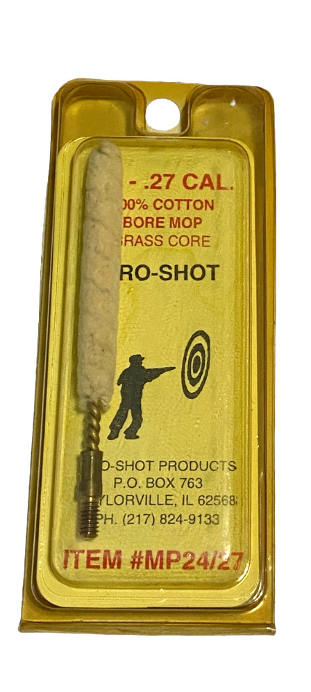 Bore Mop for .24 - 27 Caliber (Pro Shot MP24/27) 100% Cotton w/ Brass Core