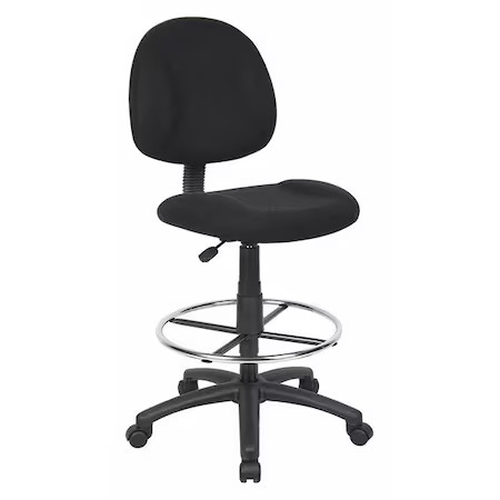 Fabric Drafting Chair, 30 1/2-, No Arm, Black, 453A09