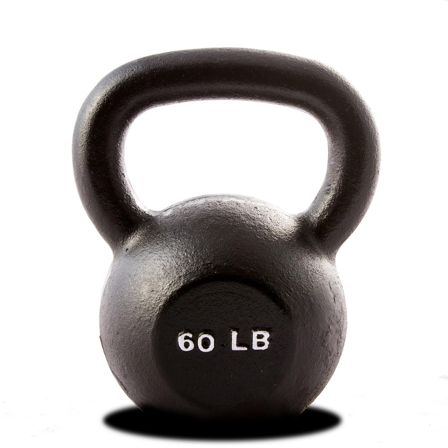 York Barbell Kettlebell Weights – 60 LB Cast Iron Kettlebells with Matte Black