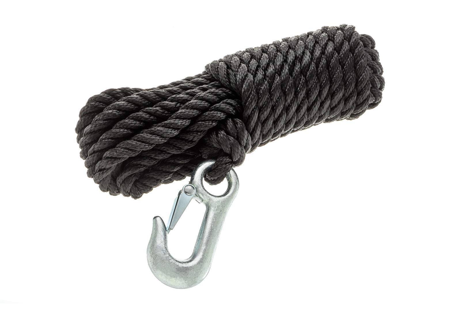 Poly Winch Rope with Steel Hook 3/8 Inch x 20 Feet