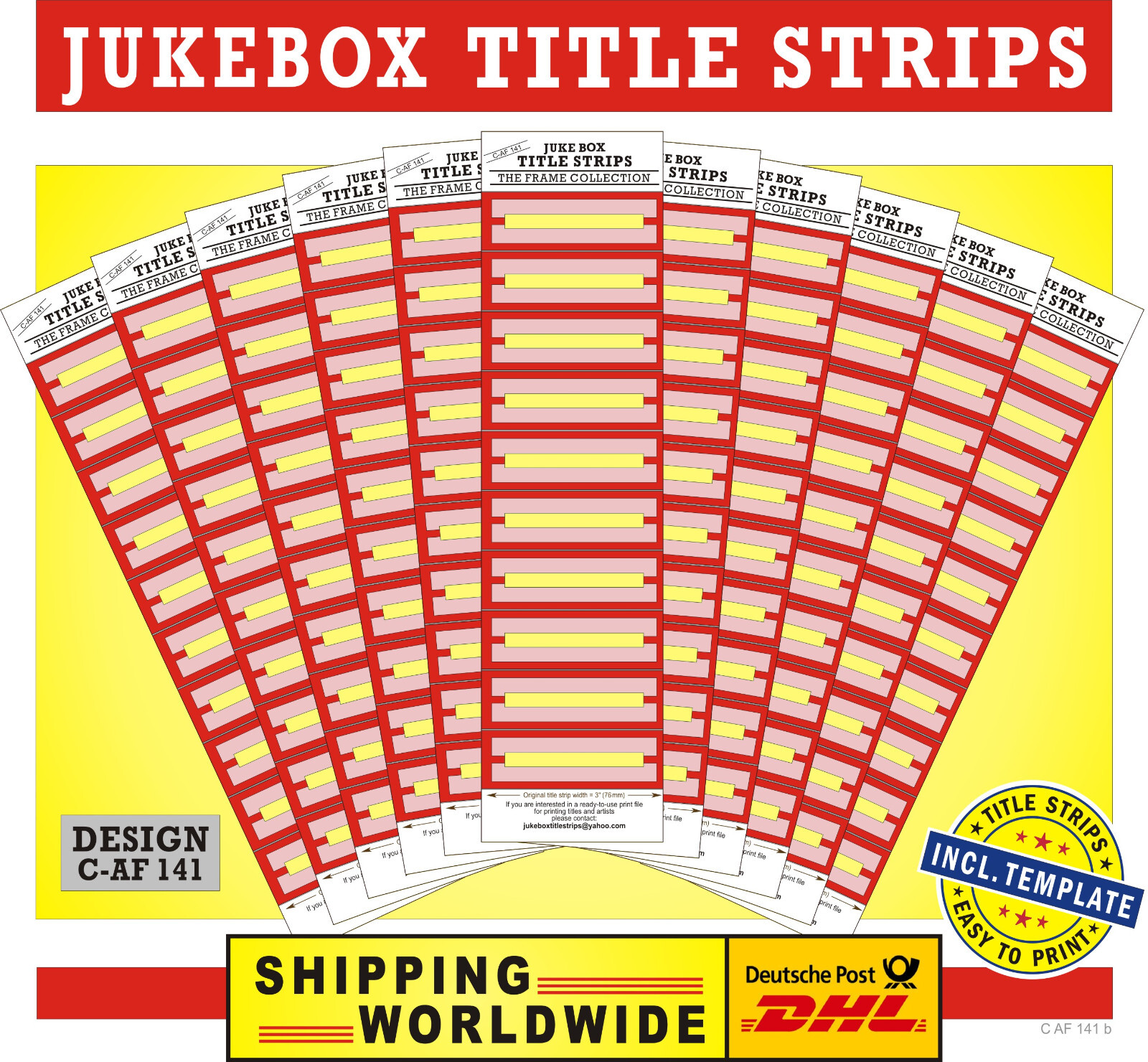 x1*) 40 Jukebox TITLE STRIPS (us+sCaf141) ⭐ BLANK SHEEDS f. Seeburg, Wurlitzer_