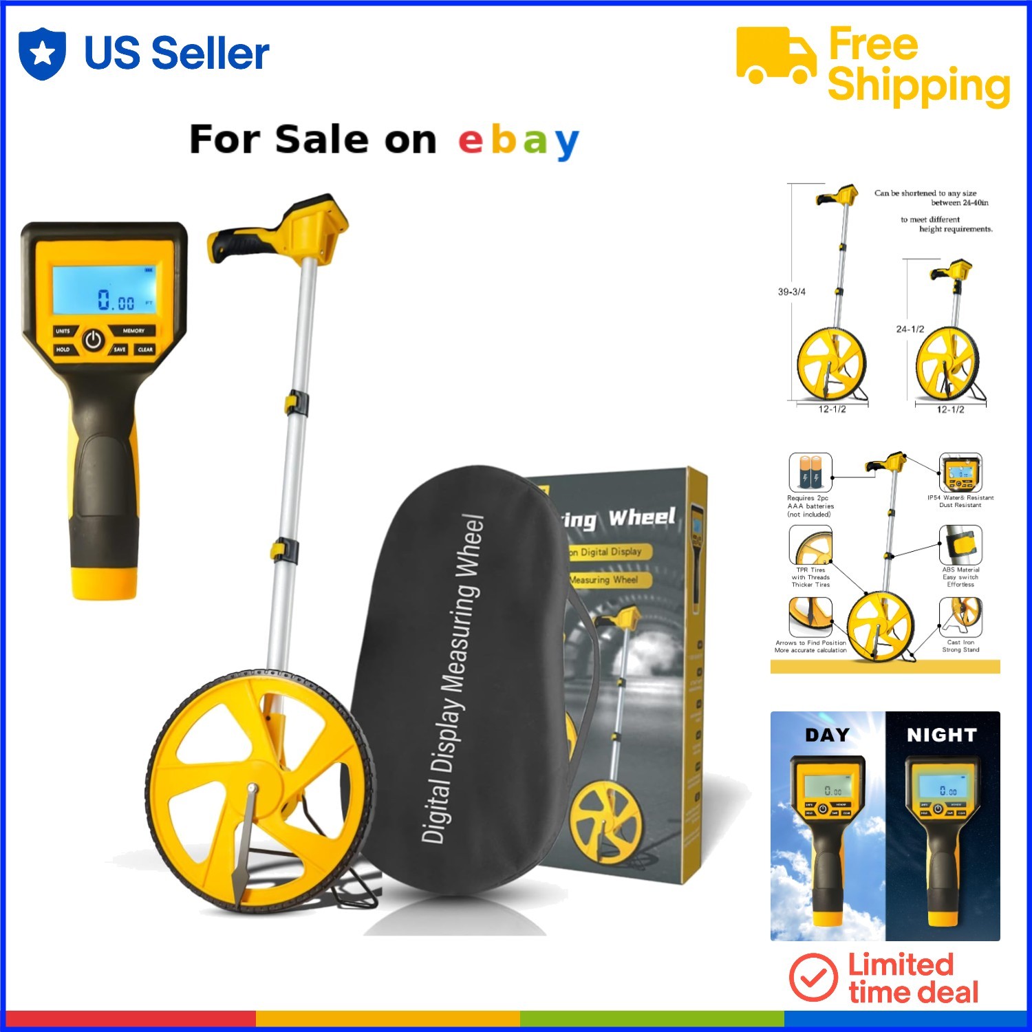 Digital Measuring Wheel High Precision Backlit Display Metric Imperial Portable