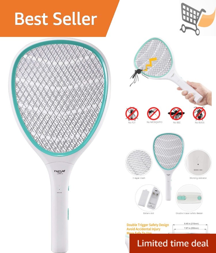 Handheld Electric Bug Zapper Racket Fly Swatter Battery-Powered Outdoor Use