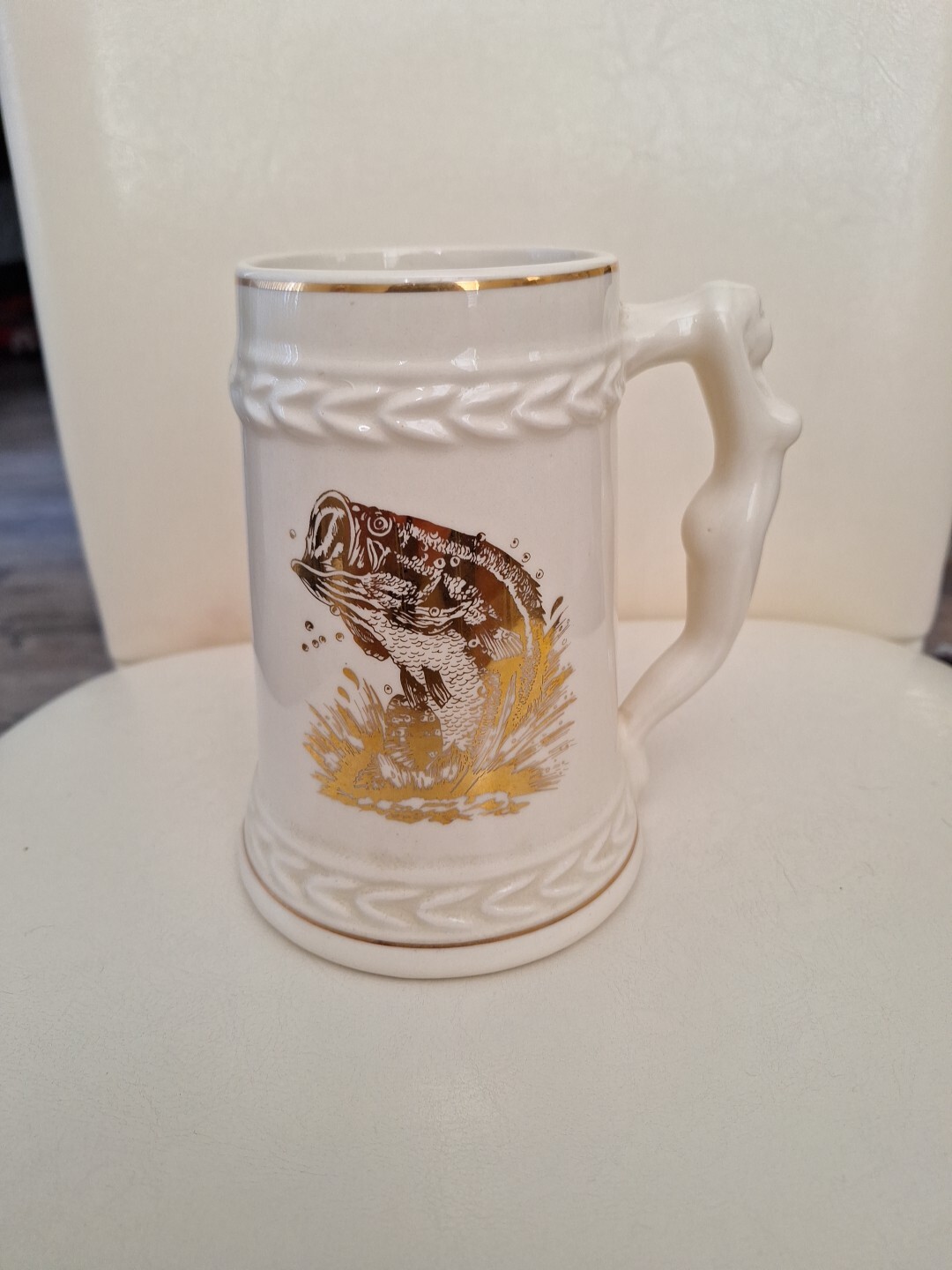Americana Art China Co Sebring Ohio Ceramic Mug Stein Bass Fish
