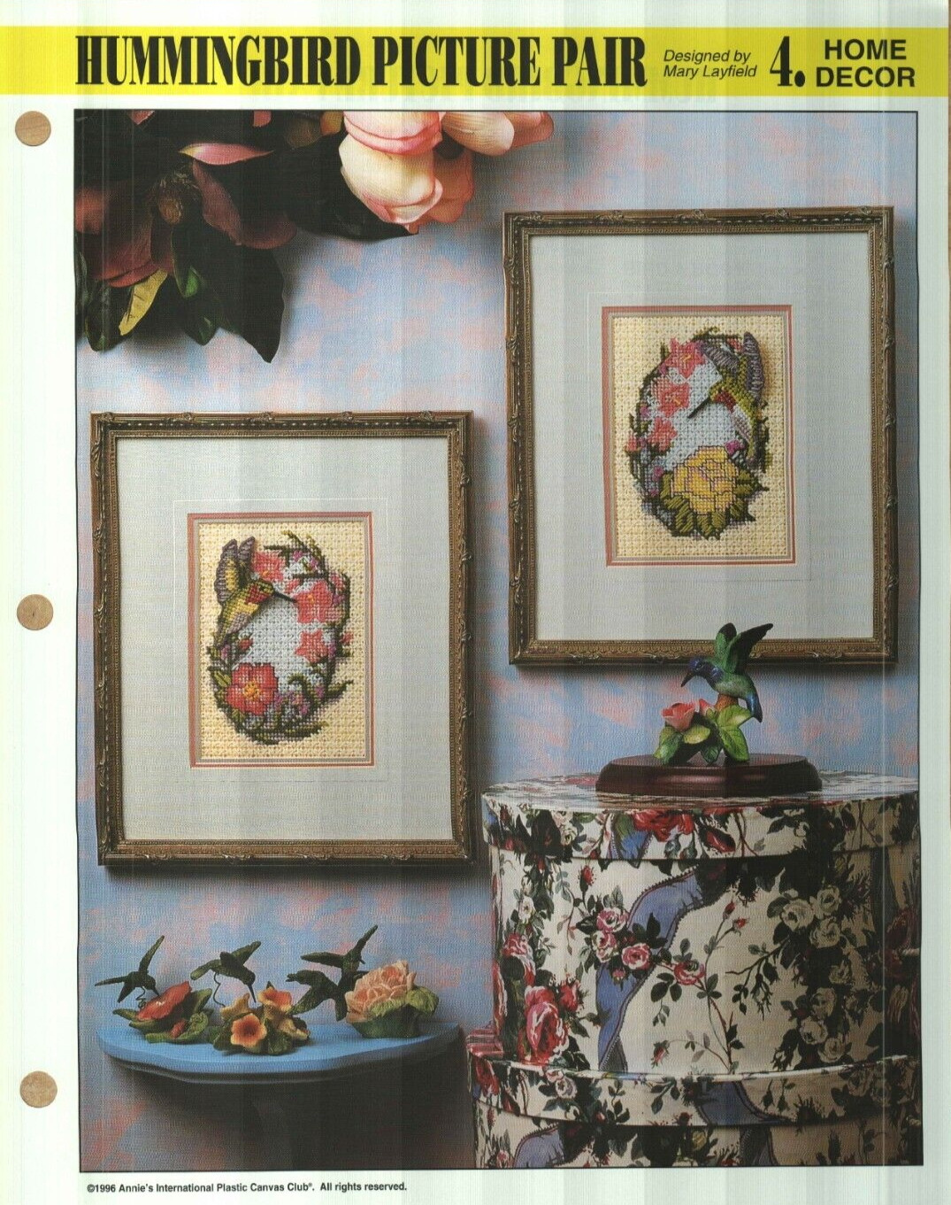 NEW HUMMINGBIRD PICTURE PAIR ANNIE'S PLASTIC CANVAS PATTERN INSTRUCTIONS