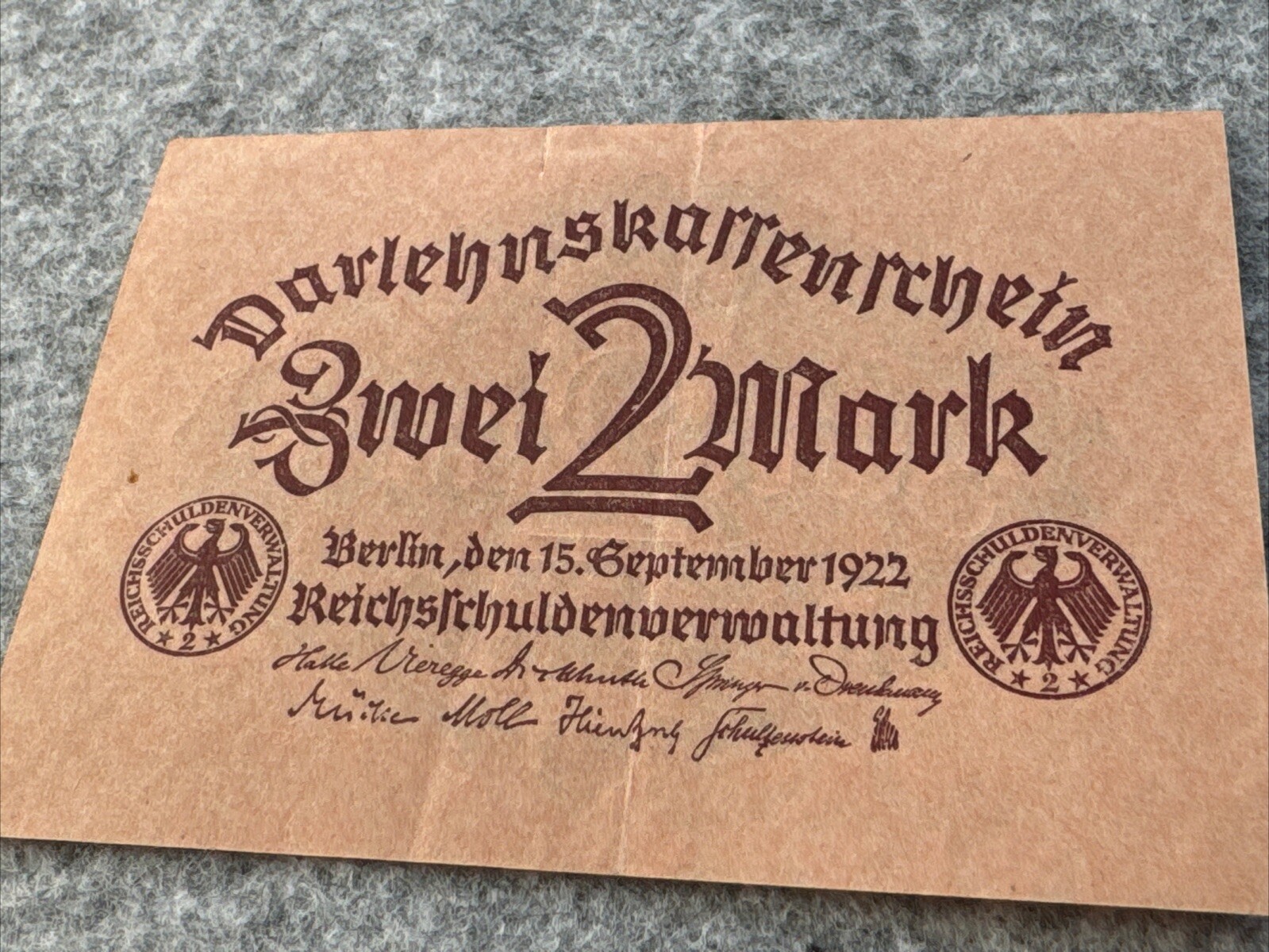 1922 GERMANY Banknote 2 MARK ( # P62 )