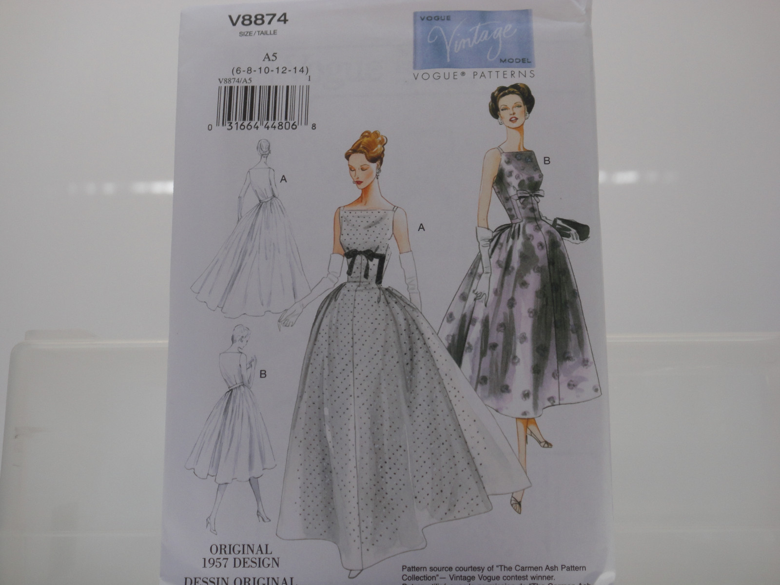 Vogue 8874 V8874 Vintage Model Original 1957 Design, Bridal/Prom Dress Pattern