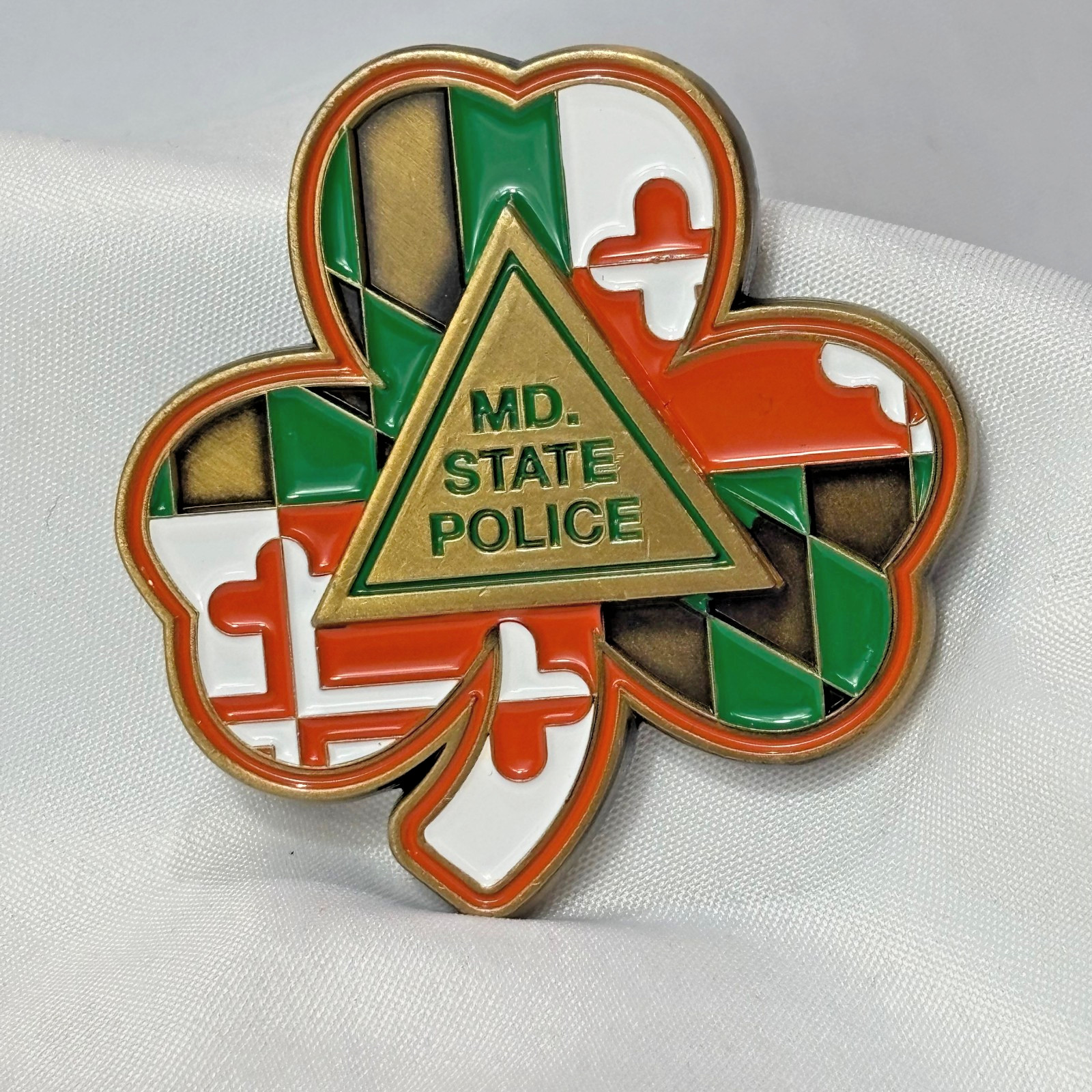 Maryland State Police Challenge Coin Clover Shape Medal MSP