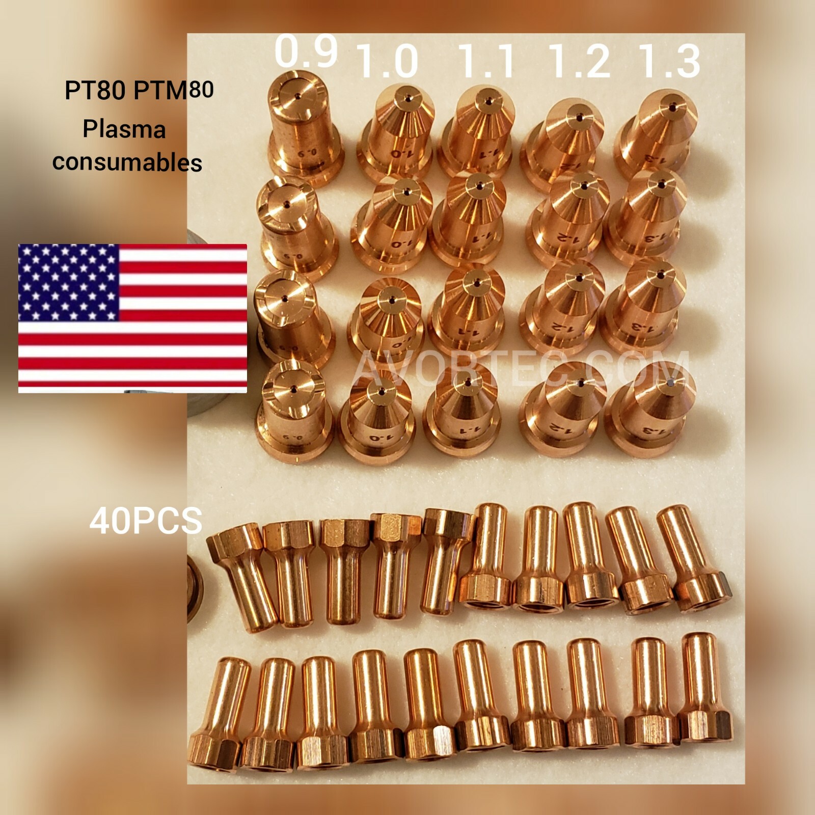 Plasma Consumables PT80 PTM80 iPT-80,size 0.9,1.0,1.1,1.2,1.3-40pcs,good quality
