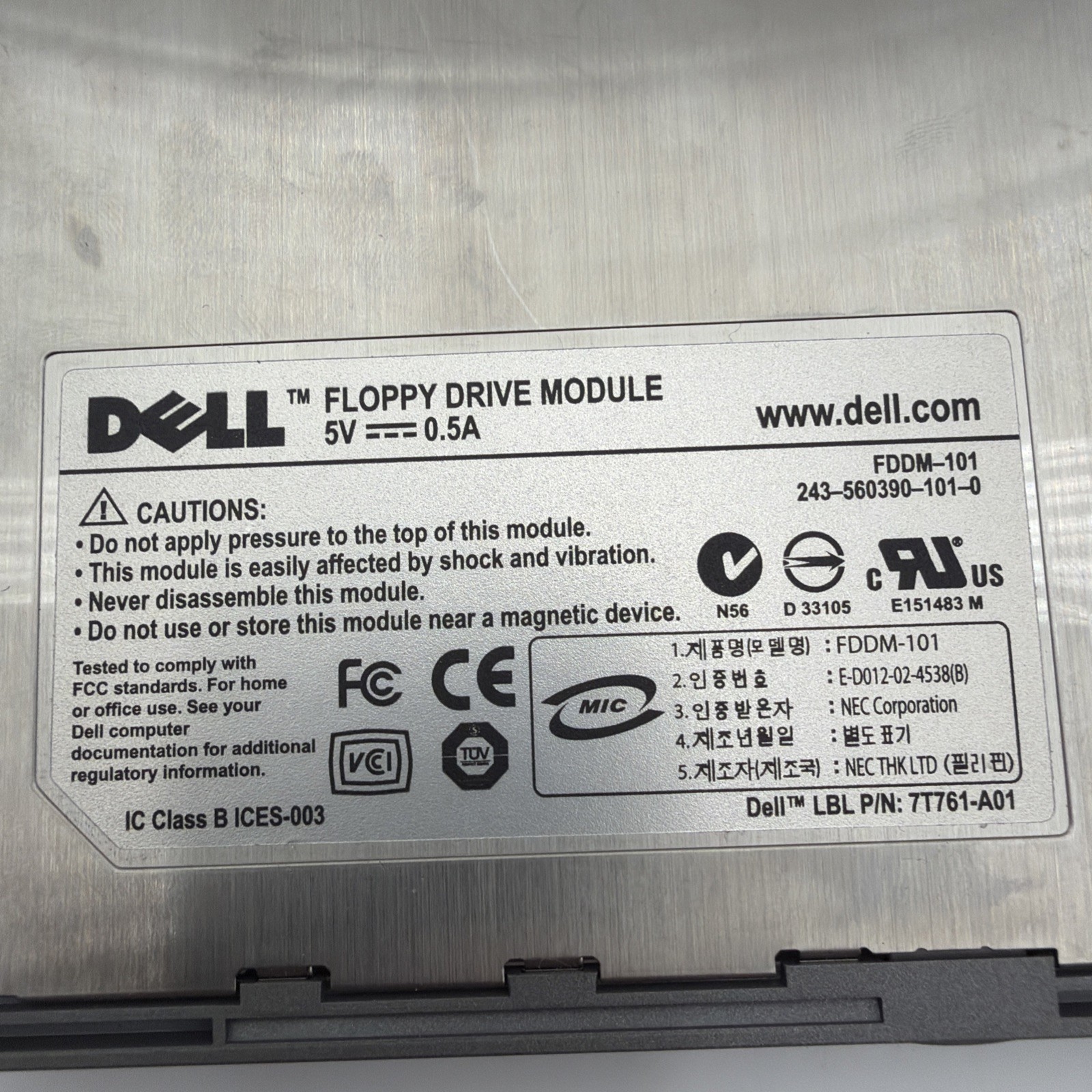 Dell Floppy drive module for laptop FDDM-101