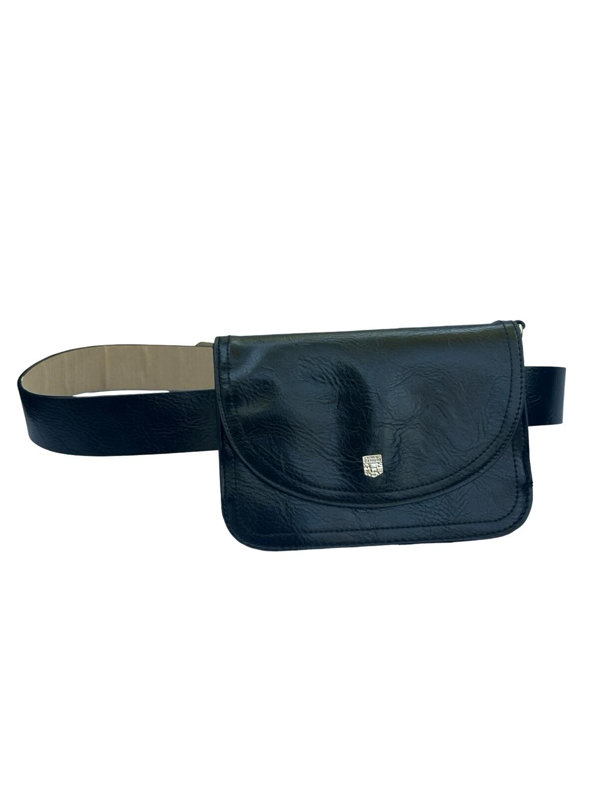 Vintage Vince Camuto Black Leather Belt Bag Waist Pouch Minimalist Belt Wallet
