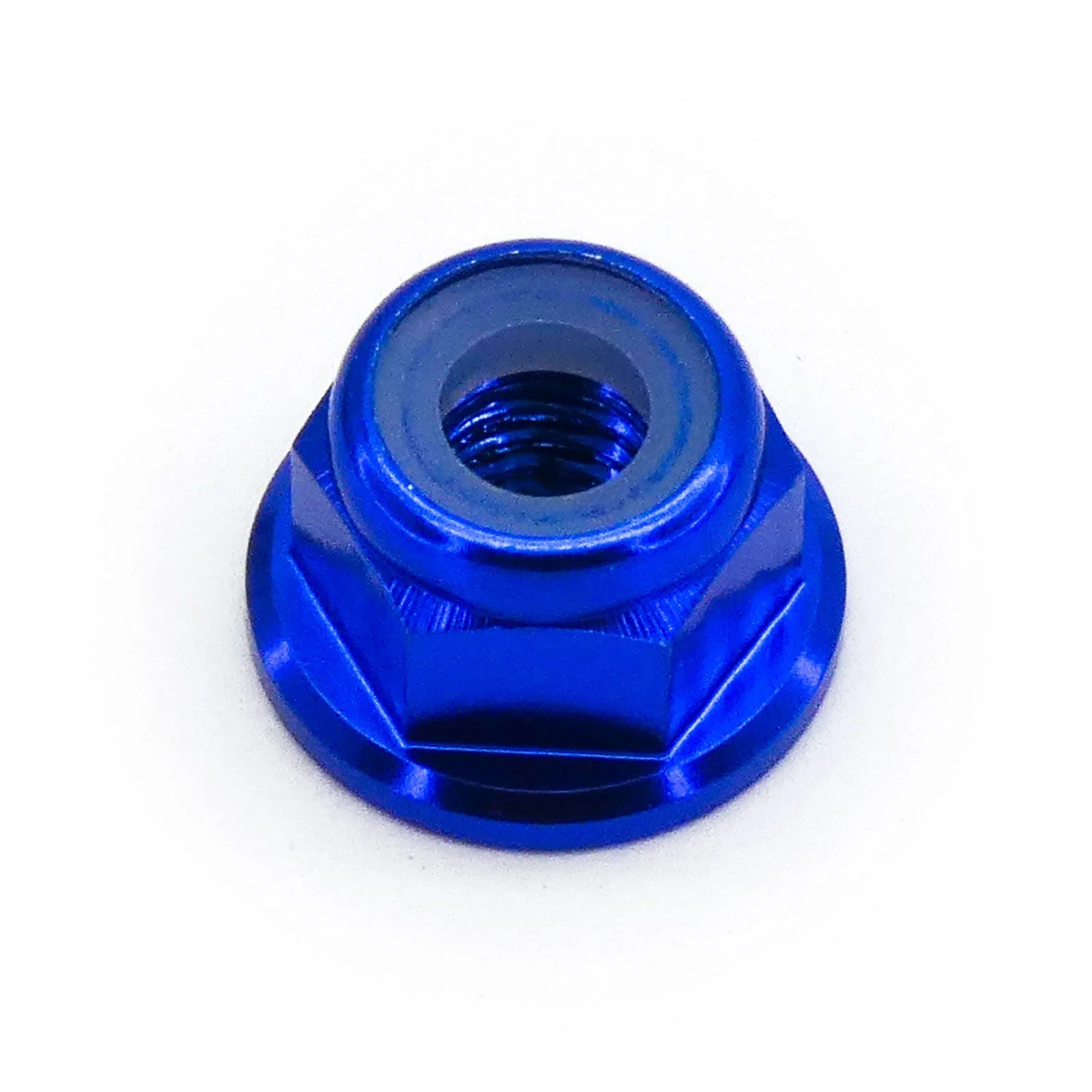 10pcs M4 Flange Locking Hex Nuts Nylon Insert Anodized Aluminum (Blue)