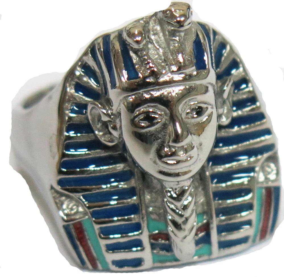 KING TUTS TOMB HEAD SILVER STAINLESS STEEL MENS RING fashion jewelry NEW BRS508