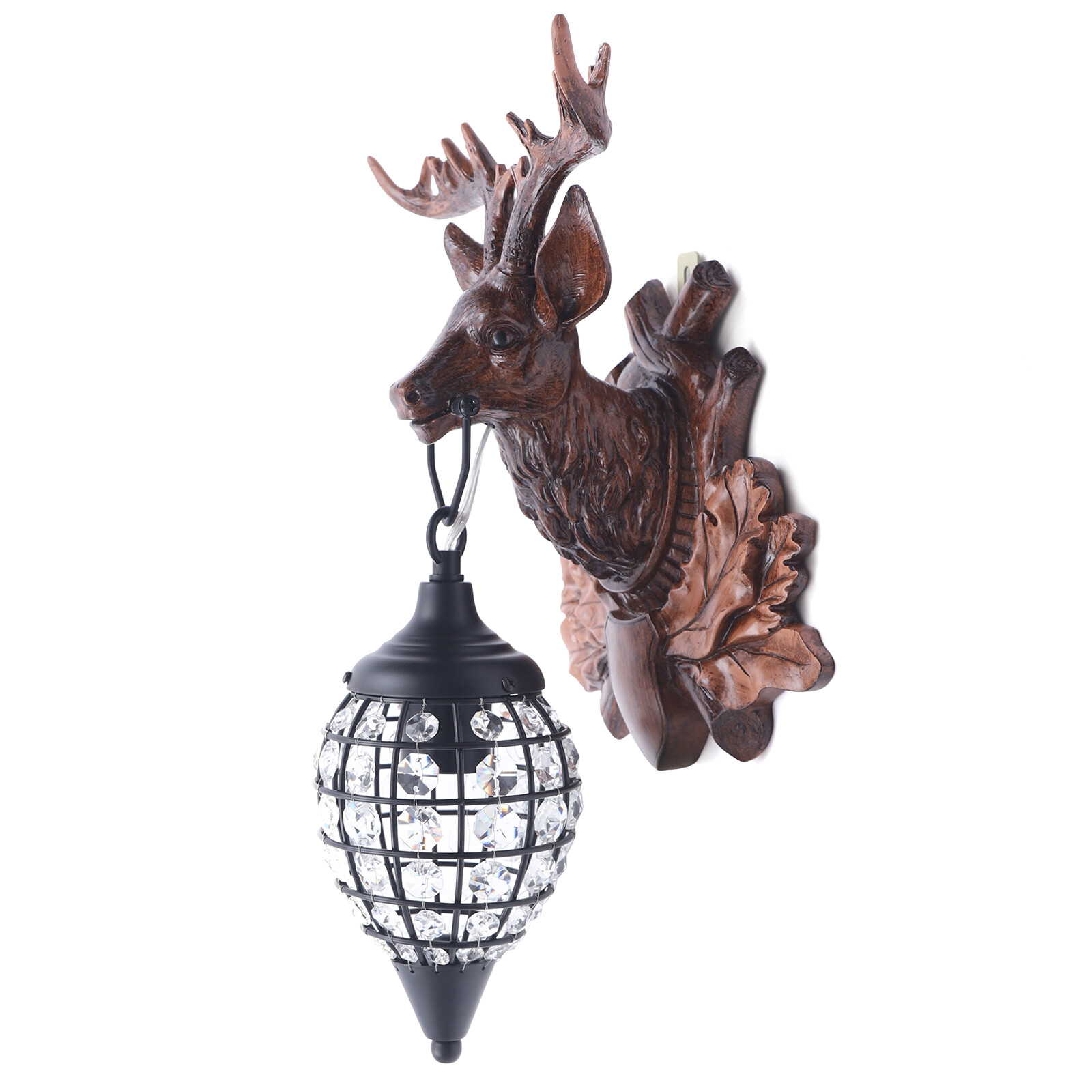 Rustic Deer Light Antler Crystal Wall Sconce Lighting Wildlife Home Rustic Decor