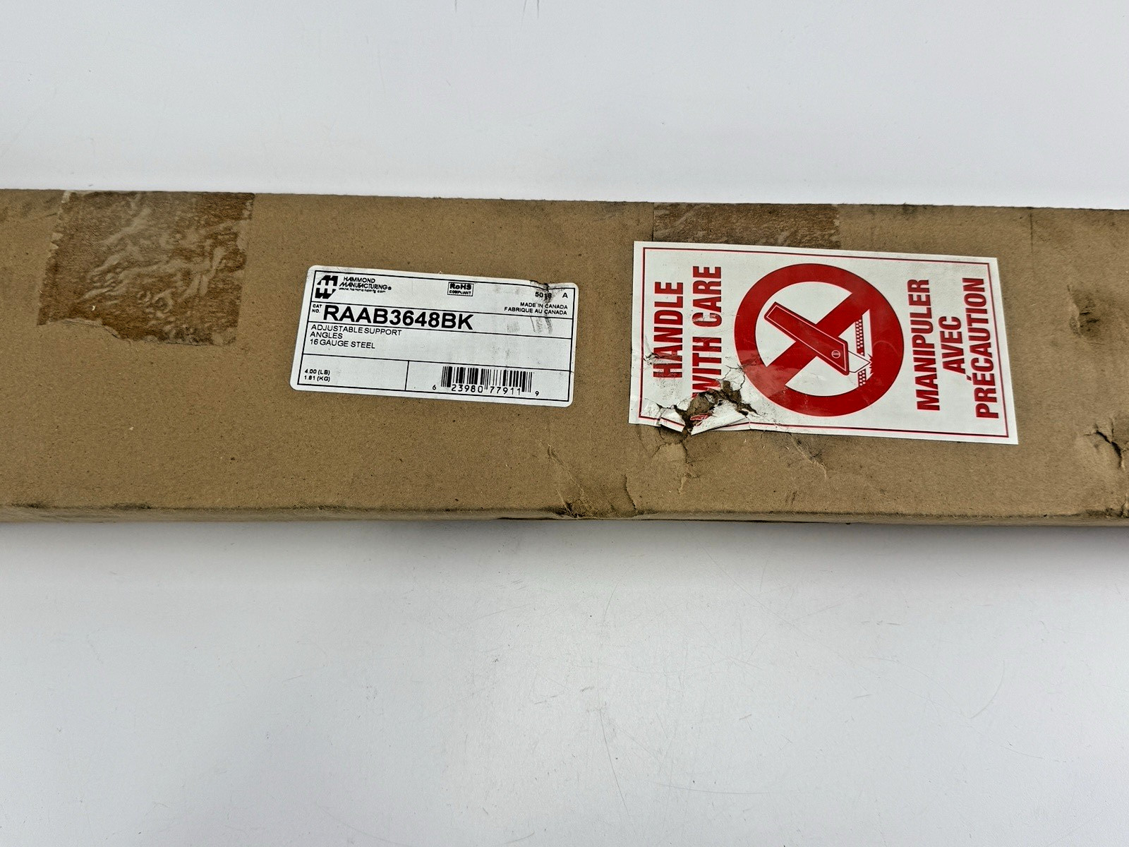 New OEM Hammond Manufacturing RAAB3648BK Rackmount Adjustable Angle Bracket