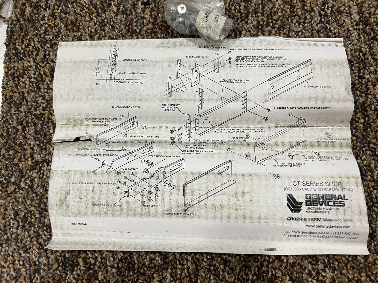 General Devices CT Series Chassis Track Telescoping Slides, CC1000