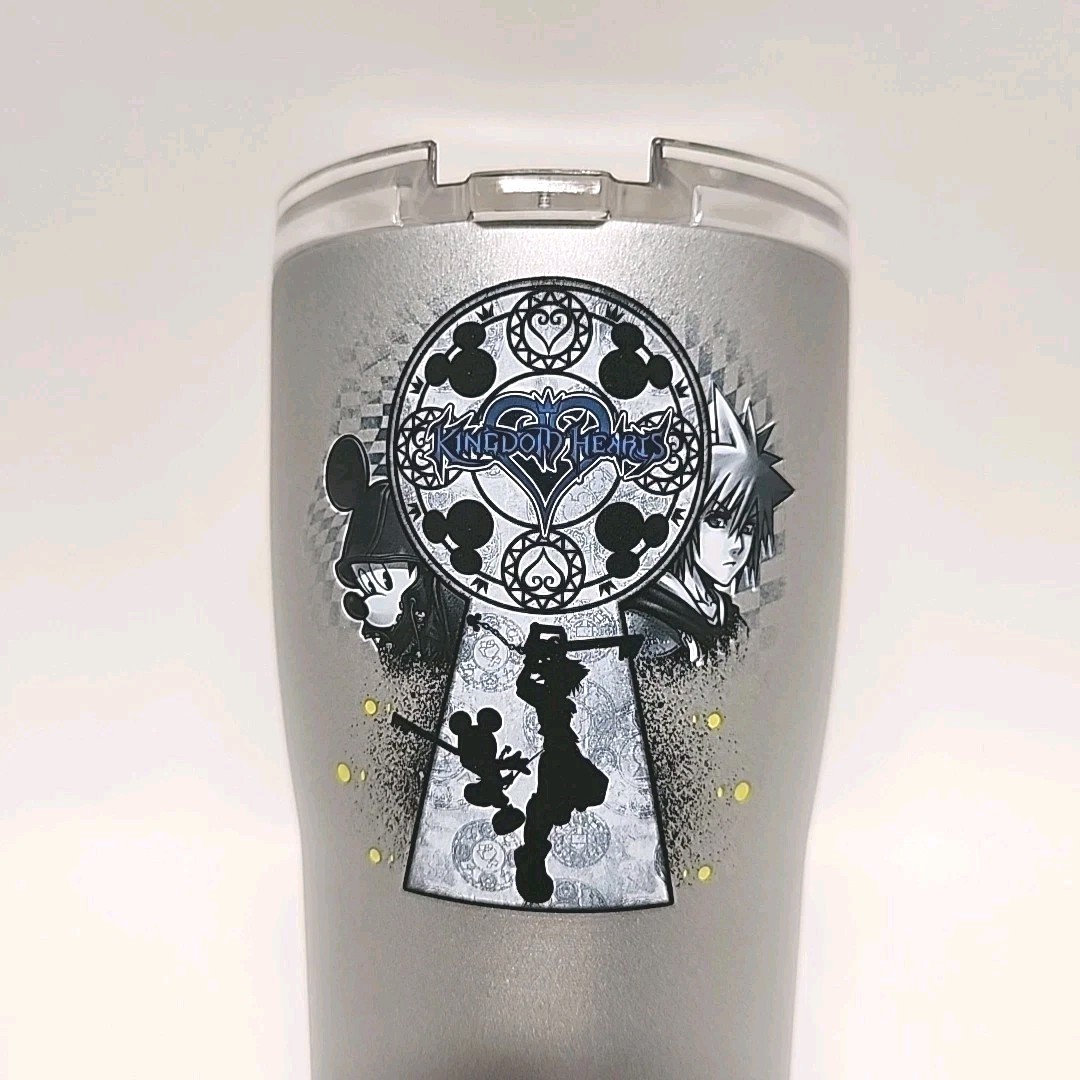 Kingdom Hearts Silver Gaming Tumbler With Lid 20 Oz Insulated Stainless Steel