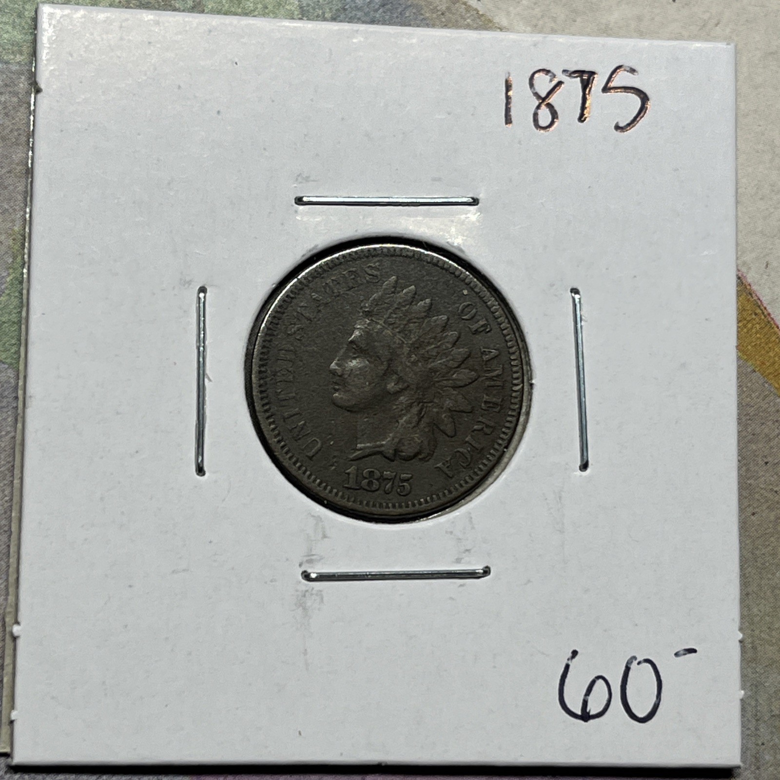 1875 Indian Head Cent Copper Coin Better Date