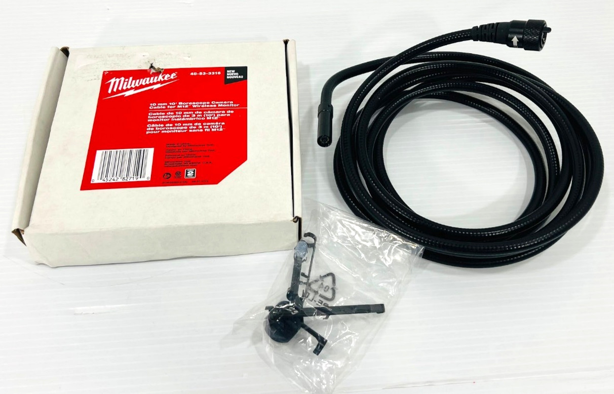 Milwaukee 10mm 10' Borescope Camera Cable 48-53-3316 For M12 Wireless Monitor