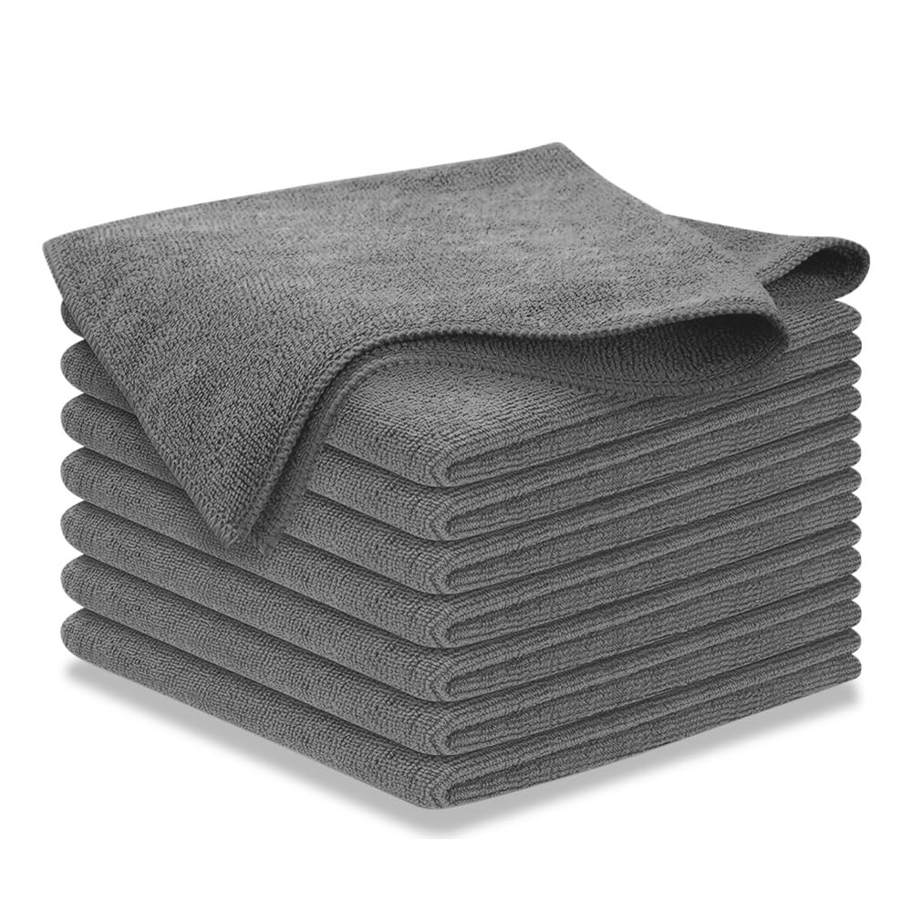 USANOOKS Microfiber Cleaning Cloth Grey - 8 Pcs (12.5"x12.5") Pack of 8, Gray