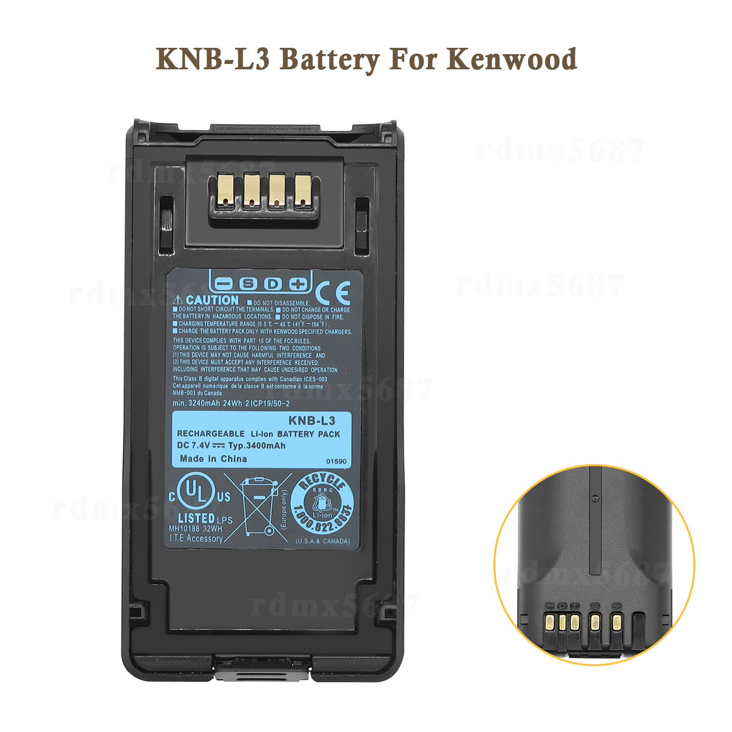 New KNB-L3 Battery 3400mAh For Kenwood Radio NX-5000 NX-5200 NX-5300 NX-5400