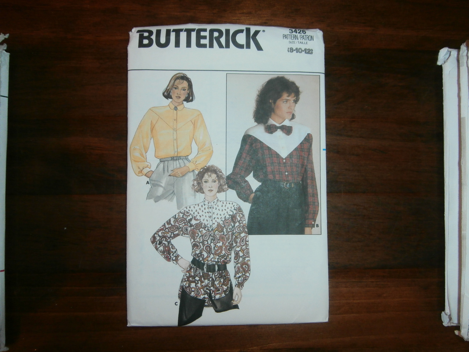 Butterick 3426 Size 8 10 12 Misses' Blouse Yoke Button Cuffs Shirt