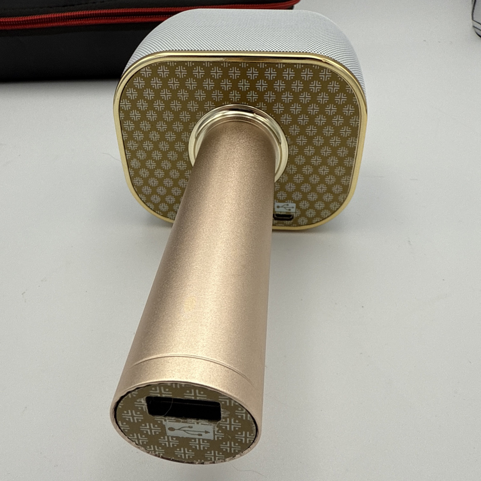 Funky Rico Karaoke Microphone Handheld Wireless Bluetooth w/Speaker Gold WORKING