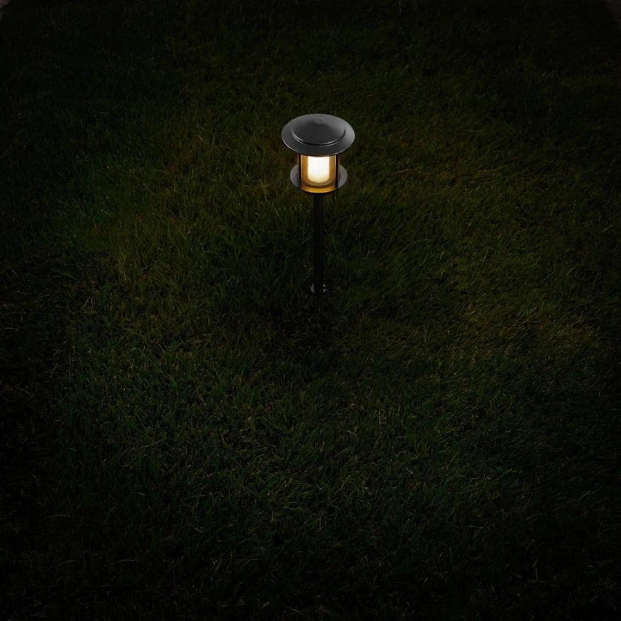 Hampton Bay Ambrose LED Path Light w/ Flicker Flame Effect - Matte Black Finish