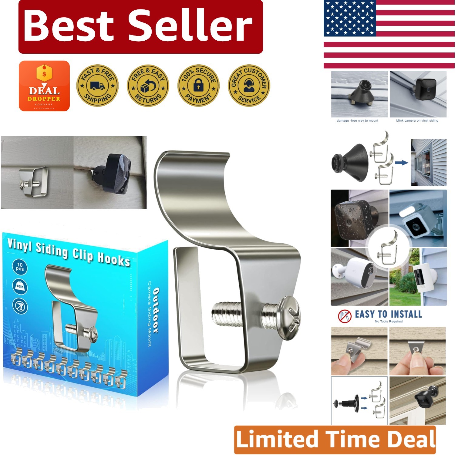 Flexible Positioning Outdoor Camera Hangers for Prompt Installation - 10 Pack