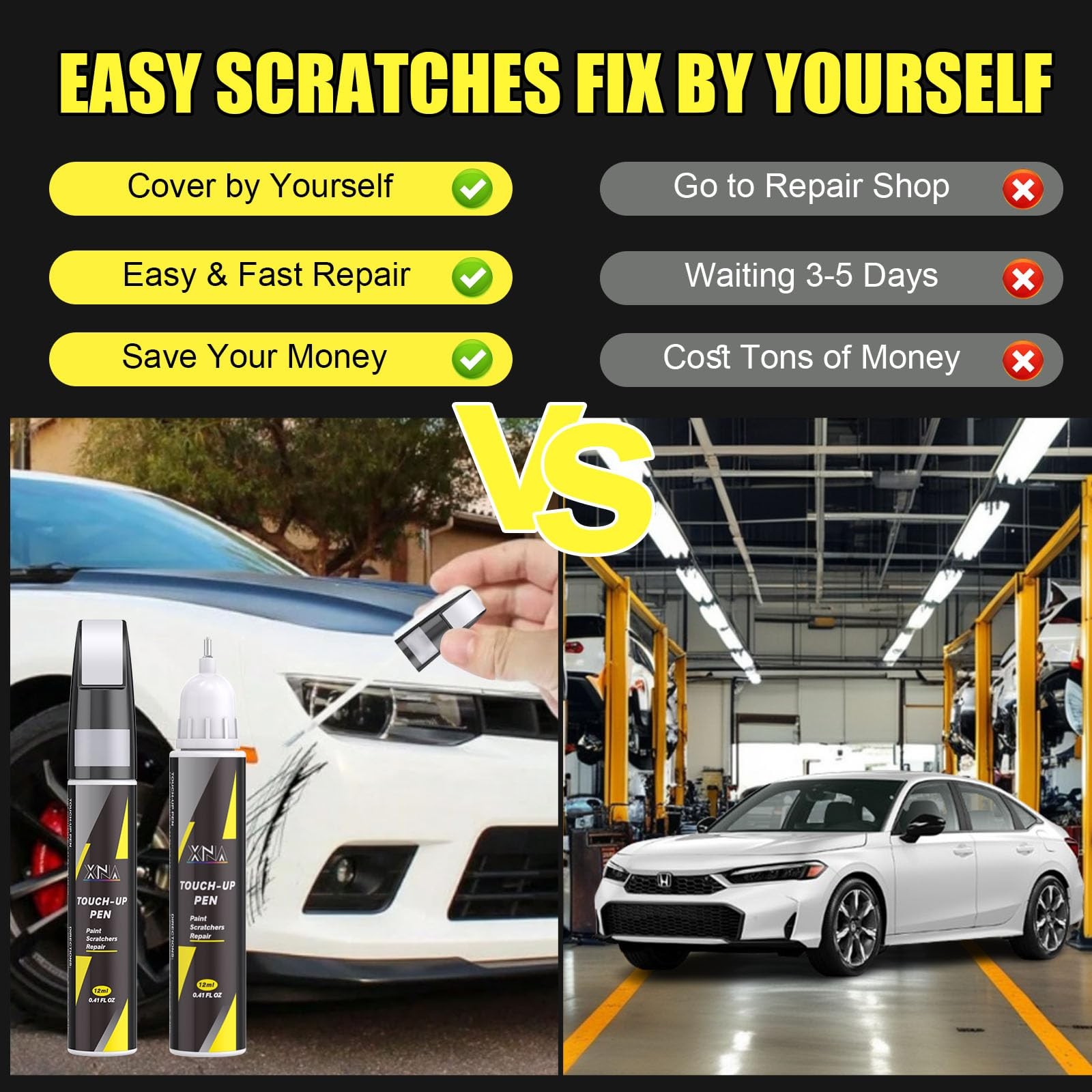 Platinum White Pearl(NH-883P) for Honda Touch Up Paint, Car Scratch Remover f...
