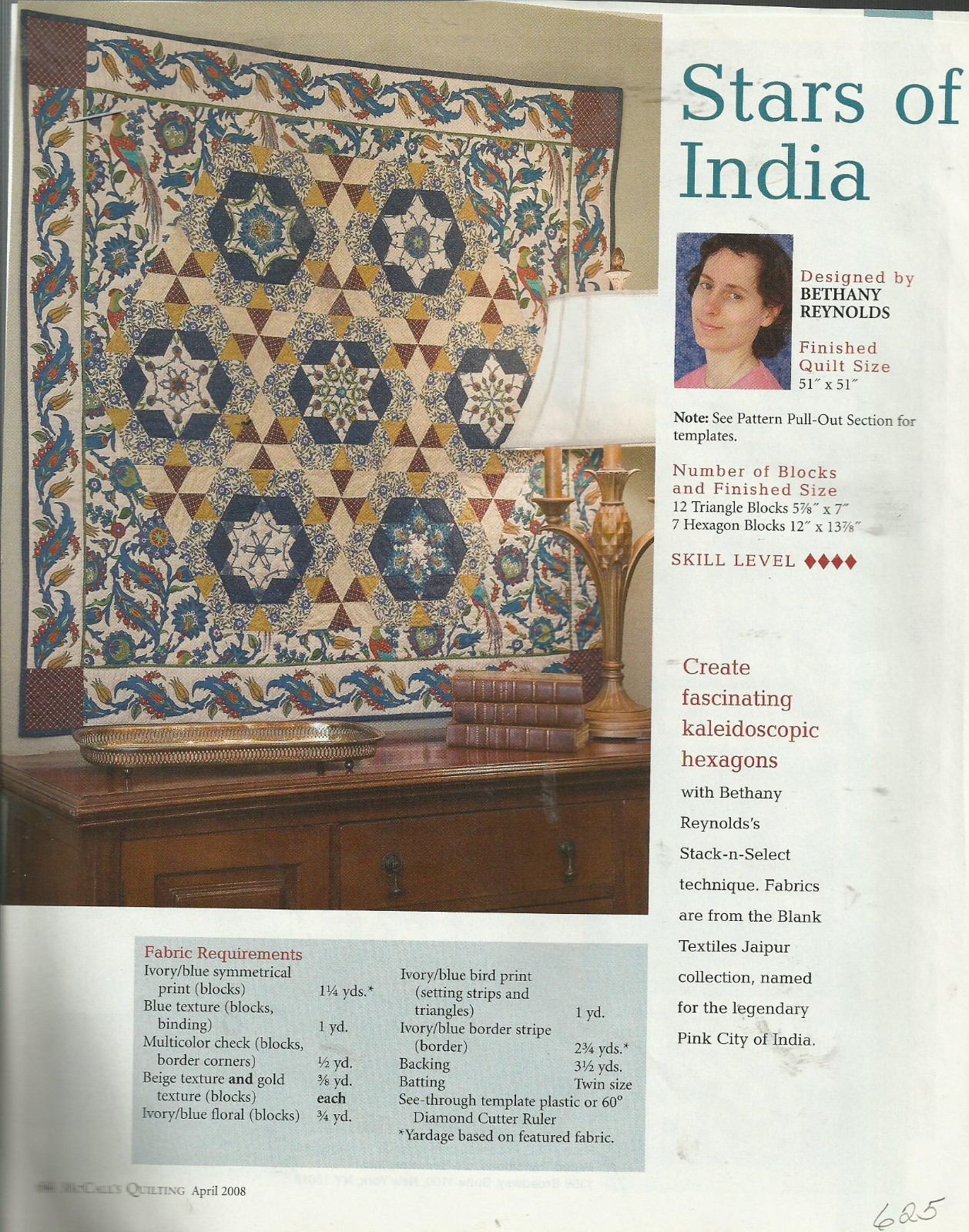E0383 STARS OF INDIA  QUILT PATTERN/INSTRUCTIONS