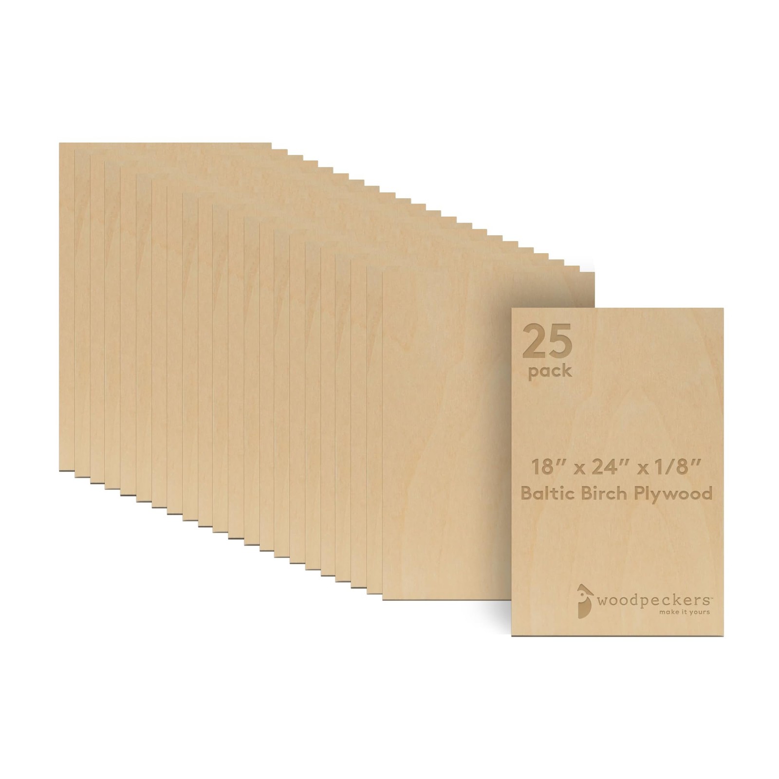 Baltic Birch Plywood, 3 mm 1/8 x 18 x 24 Inch Craft Wood, Box of 25 B/BB...
