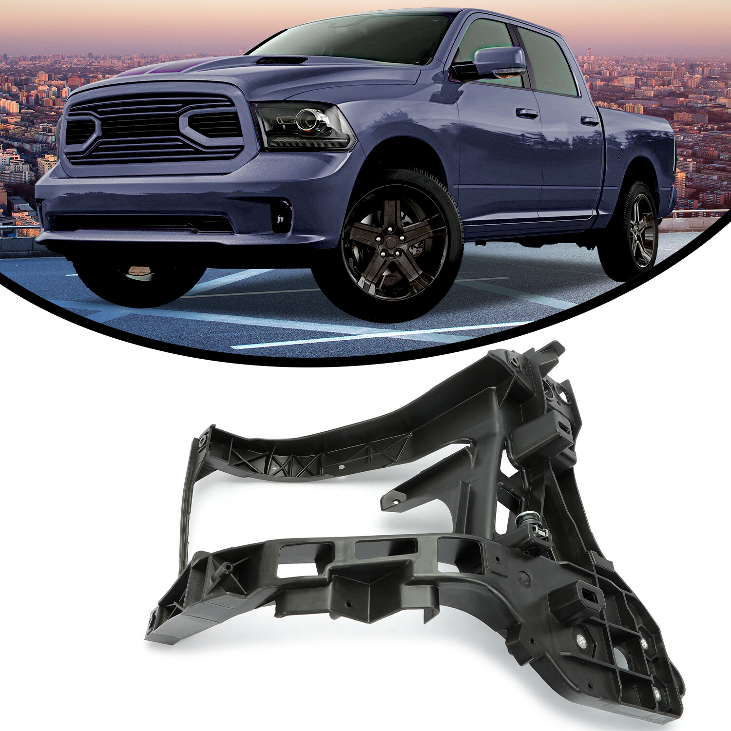 HECASA LH Driver Side Radiator Support Headlight Bracket For Ram 1500 2500 13-18
