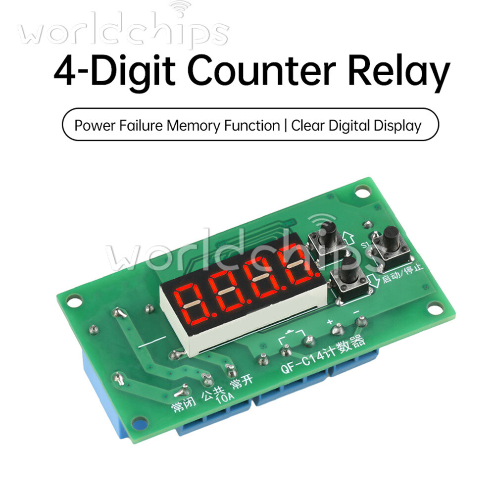 DC 12V 24V 4-digit Digital Counter Module Time Control Board With Relay Output