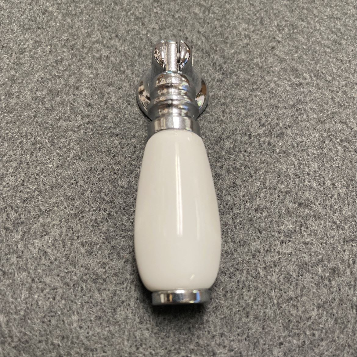 Teardrop Pendant Drop Pull - White Ceramic & Chrome Plated