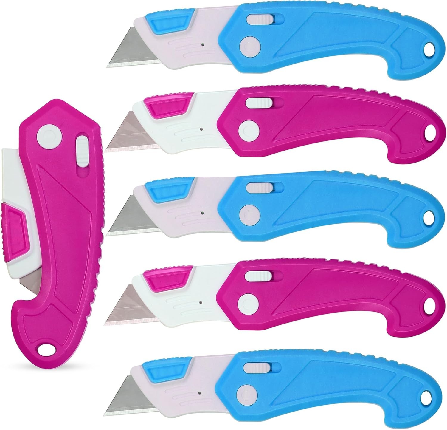 Lightweight Heavy Duty ABS Plastic Folding Saftey Utility Box Cutter 6 Pink Blue