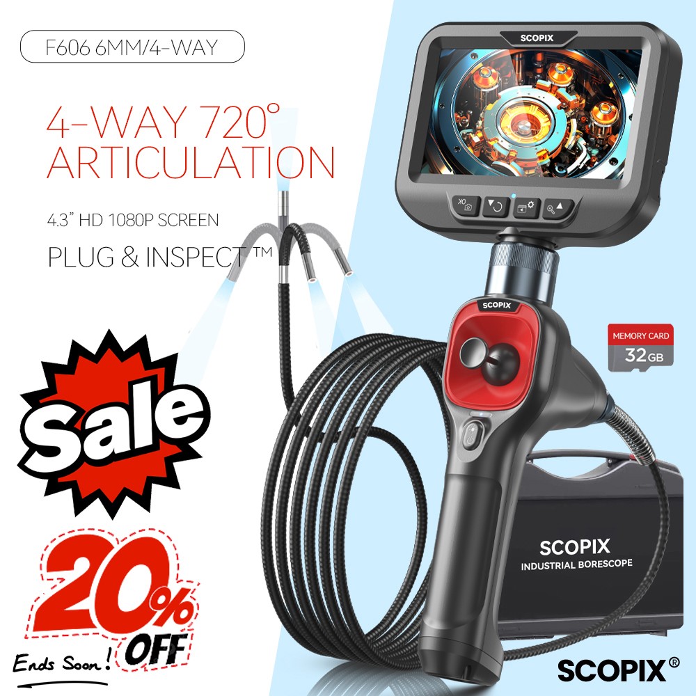 99NEW SCOPIX 4-Way 360° PRO Articulating Borescope Endoscope Inspection Camera