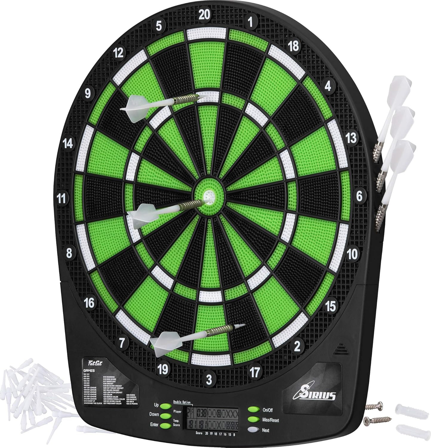 Sirius 13.5 Inch Compact Target Electronic Dartboard, Black and Green