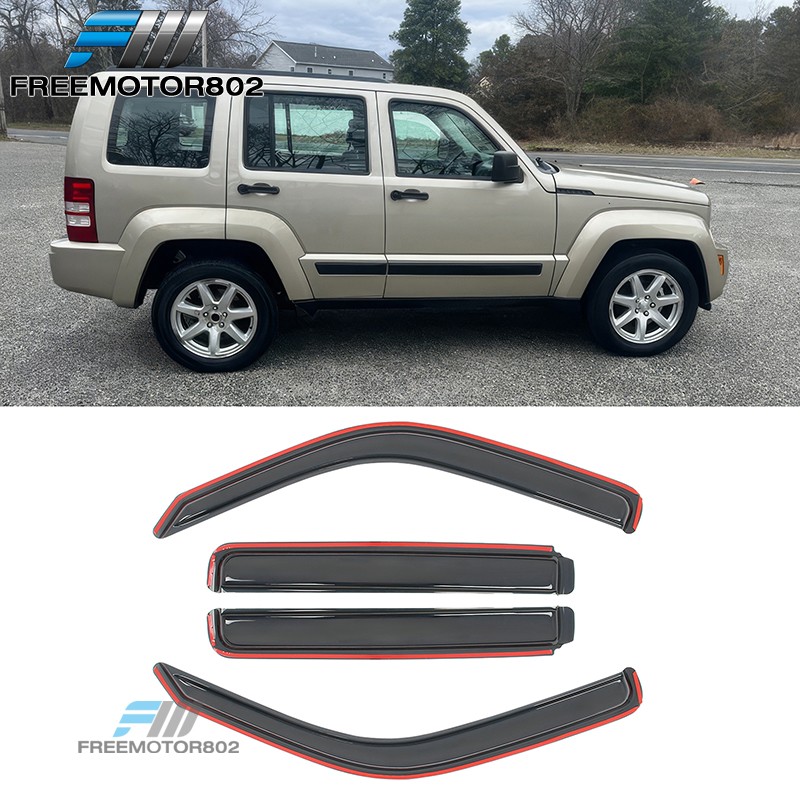 Fits 08-14 Jeep Liberty 4Dr In Channel Window Visors Wind Rain Deflectors 4PCS